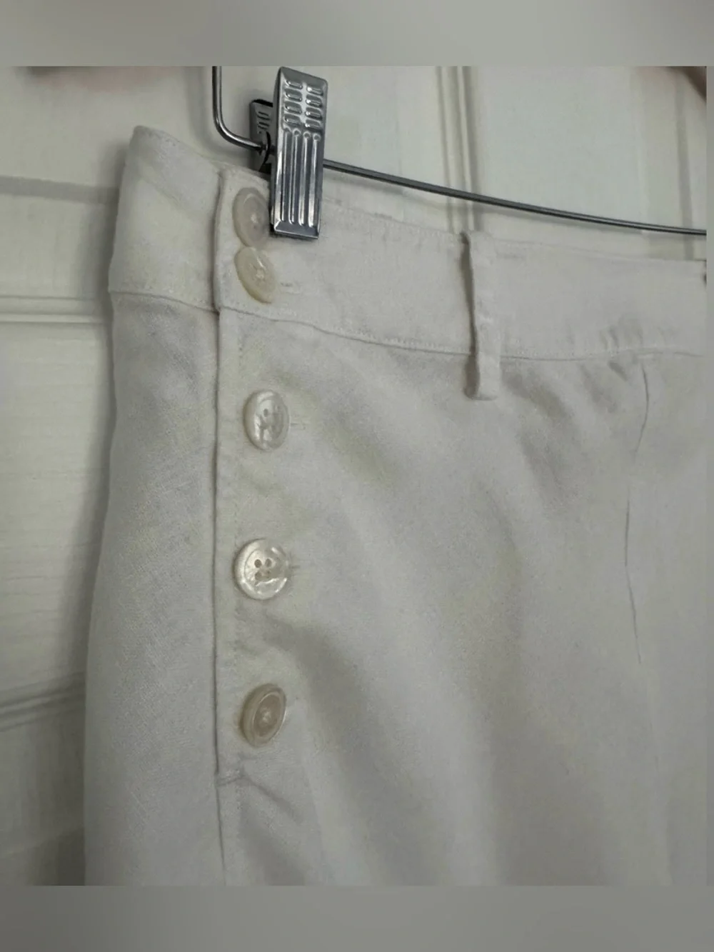 Vintage Rugby Ralph Lauren White Mini Skirt with Side Button and Lace-Up Back